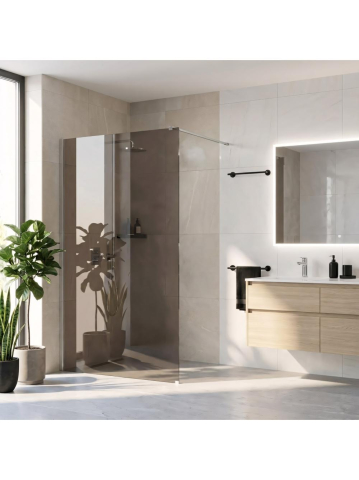 Paravan de dus fumuriu Rea Flexi Brown 140 cm crom [2]