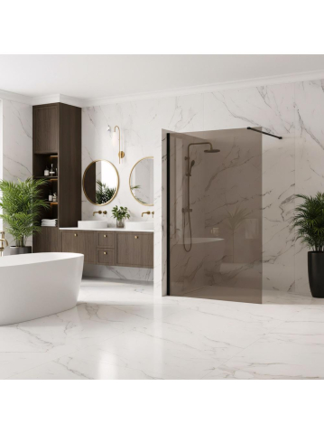 Paravan de dus fumuriu Rea Flexi Brown 140 cm negru [4]