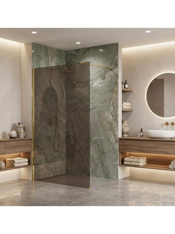 Paravan de dus fumuriu Rea Flexi Brown 80 cm auriu [3]