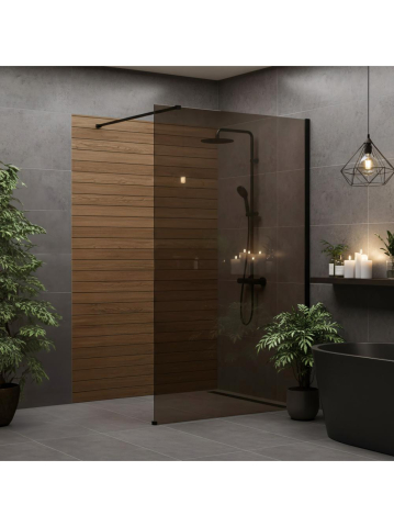 Paravan de dus fumuriu Rea Flexi Brown 80 cm negru [5]