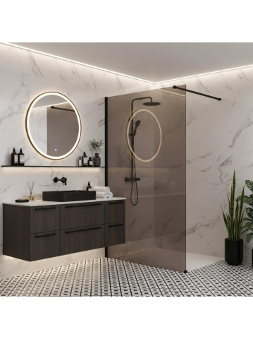 Paravan de dus fumuriu Rea Flexi Brown 80 cm negru [2]