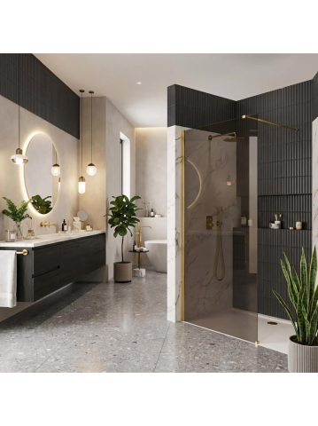 Paravan de dus fumuriu Rea Flexi Brown 90 cm auriu [3]