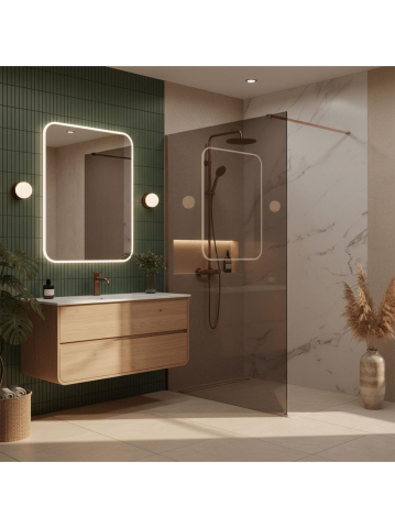 Paravan de dus fumuriu Rea Flexi Brown 90 cm cupru periat [2]