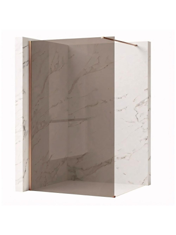 Paravan de dus fumuriu Rea Flexi Brown 90 cm cupru periat [1]