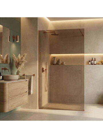 Paravan de dus - Paravan de dus fumuriu Rea Flexi Brown 90 cm cupru periat