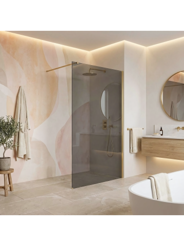 Paravan de dus fumuriu Rea Flexi Grey 100 cm auriu periat [2]