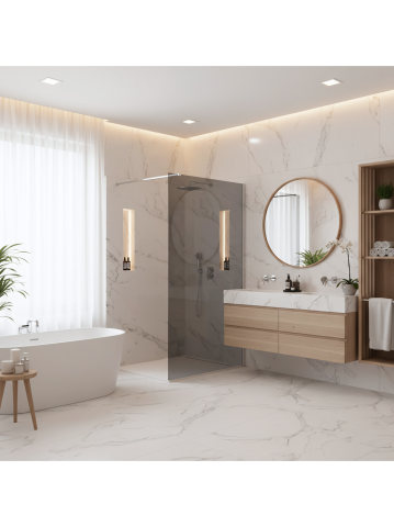 Paravan de dus fumuriu Rea Flexi Grey 100 cm crom [4]