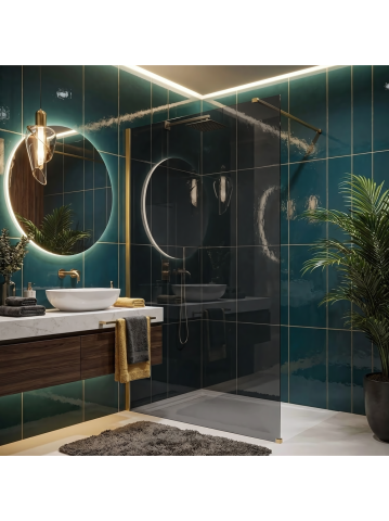 Paravan de dus fumuriu Rea Flexi Grey 110 cm auriu periat [4]