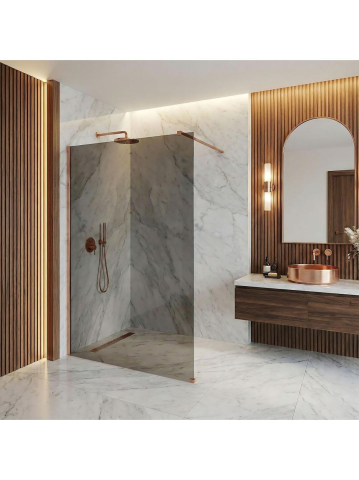 Paravan de dus - Paravan de dus fumuriu Rea Flexi Grey 110 cm cupru periat