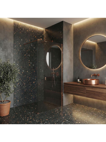 Paravan de dus fumuriu Rea Flexi Grey 110 cm cupru periat [8]