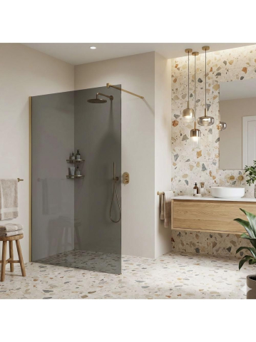 Paravan de dus fumuriu Rea Flexi Grey 120 cm auriu periat [3]