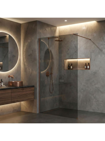 Paravan de dus fumuriu Rea Flexi Grey 120 cm cupru periat [14]