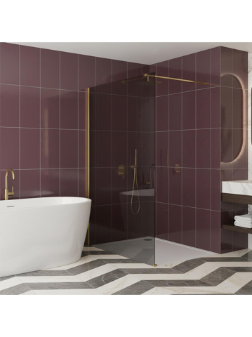 Paravan de dus fumuriu Rea Flexi Grey 130 cm auriu [2]