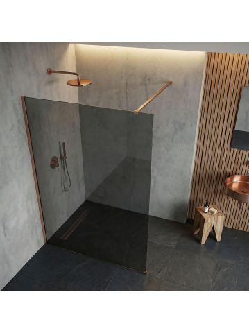 Paravan de dus fumuriu Rea Flexi Grey 130 cm cupru periat [4]