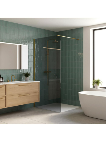 Paravan de dus fumuriu Rea Flexi Grey 140 cm auriu [3]