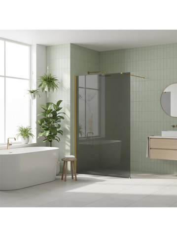 Paravan de dus fumuriu Rea Flexi Grey 140 cm auriu [2]
