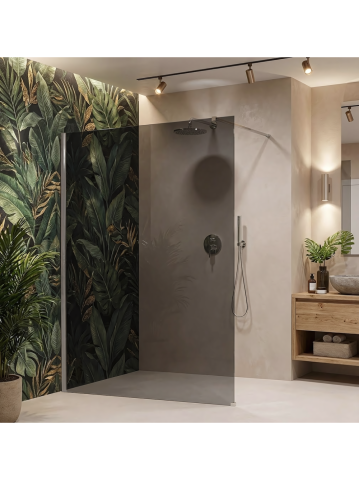 Paravan de dus fumuriu Rea Flexi Grey 140 cm crom [2]