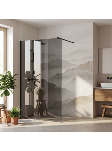 Paravan de dus fumuriu Rea Flexi Grey 140 cm negru [4]