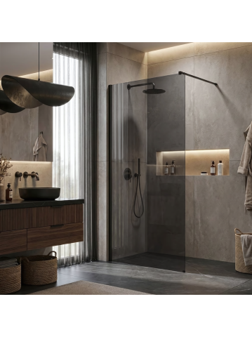 Paravan de dus fumuriu Rea Flexi Grey 80 cm negru [9]