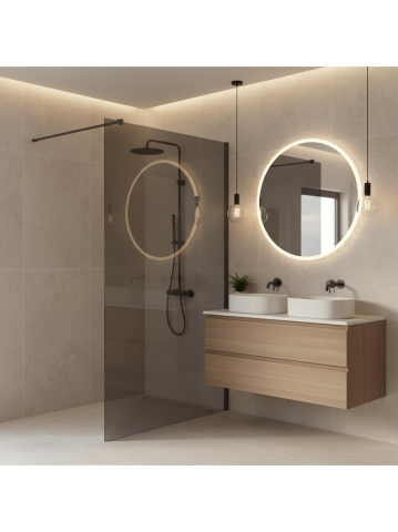 Paravan de dus fumuriu Rea Flexi Grey 80 cm Titan [4]