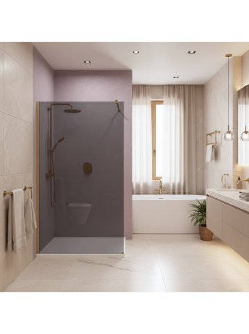 Paravan de dus fumuriu Rea Flexi Grey 90 cm auriu periat [5]