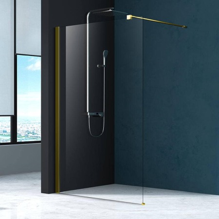 Paravan de dus - Paravan de dus walk-in Mediterraneo Foxy Black 120 x 200 cm easy clean profil auriu periat
