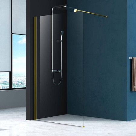 Paravan de dus - Paravan de dus walk-in Mediterraneo Foxy Black 90 x 200 cm easy clean profil auriu periat