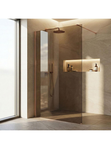 Paravan de dus - Paravan de dus Rea Flexi Brown 110 cm cupru periat