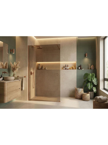 Paravan de dus Rea Flexi Brown 110 cm cupru periat [6]