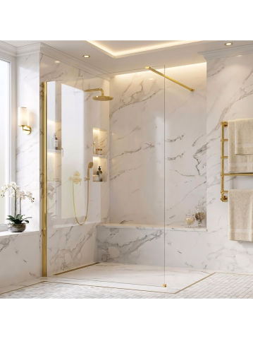 Paravan de dus Rea Flexi Transparent 100 cm auriu [2]