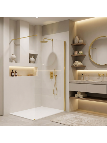 Paravan de dus - Paravan de dus Rea Flexi Transparent 100 cm auriu