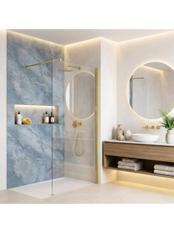 Paravan de dus Rea Flexi Transparent 100 cm auriu [4]