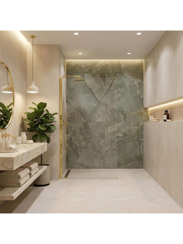 Paravan de dus Rea Flexi Transparent 100 cm auriu [3]