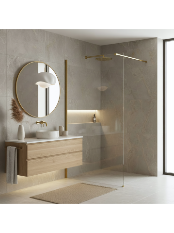 Paravan de dus Rea Flexi Transparent 100 cm auriu periat [10]