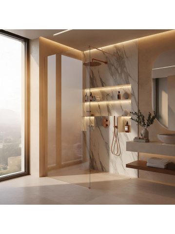 Paravan de dus Rea Flexi Transparent 100 cm cupru periat [5]