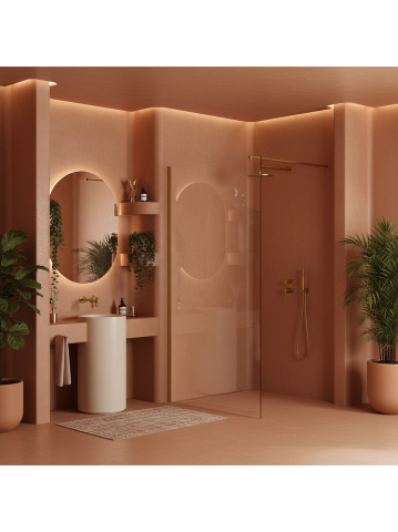 Paravan de dus Rea Flexi Transparent 110 cm auriu periat [6]