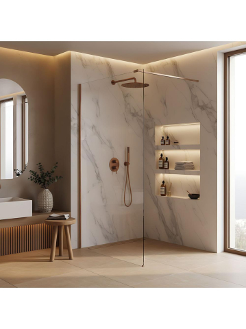 Paravan de dus Rea Flexi Transparent 110 cm cupru periat [3]