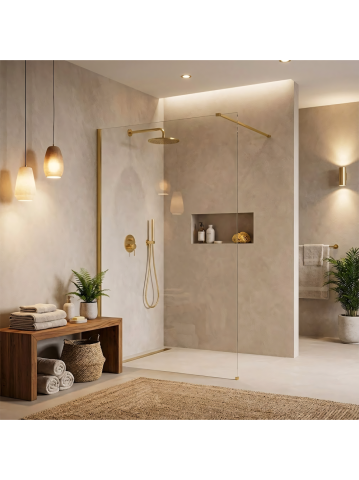 Paravan de dus Rea Flexi Transparent 120 cm auriu [9]