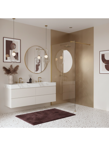 Paravan de dus Rea Flexi Transparent 130 cm auriu periat [3]