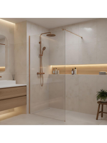 Paravan de dus Rea Flexi Transparent 130 cm cupru periat [3]