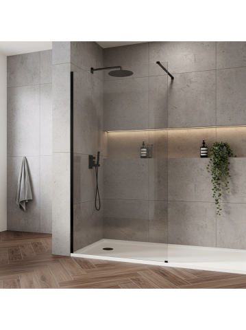 Paravan de dus Rea Flexi Transparent 140 cm negru [2]