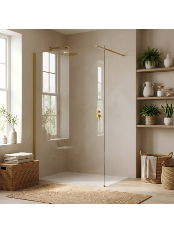 Paravan de dus Rea Flexi Transparent 70 cm auriu periat [9]