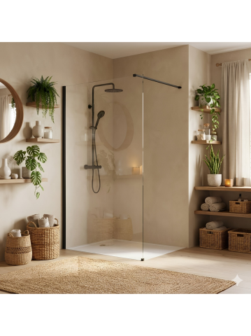 Paravan de dus Rea Flexi Transparent 70 cm negru [7]