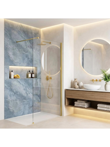 Paravan de dus - Paravan de dus Rea Flexi Transparent 80 cm auriu