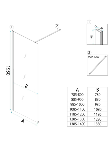 Paravan de dus Rea Flexi Transparent 80 cm auriu periat [9]