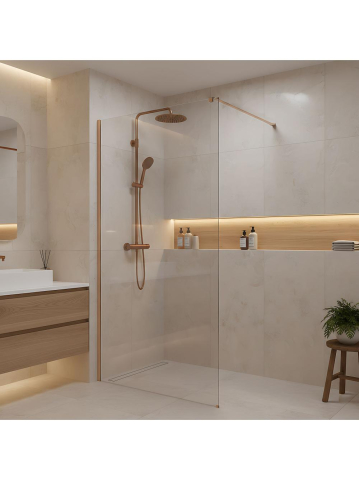 Paravan de dus Rea Flexi Transparent 80 cm cupru periat [9]