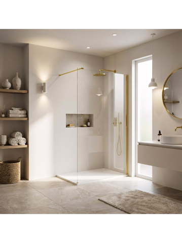 Paravan de dus Rea Flexi Transparent 90 cm auriu [9]