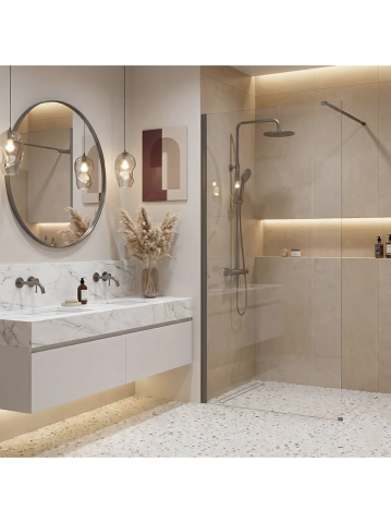 Paravan de dus Rea Flexi Transparent / Titan 80 [1]