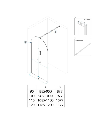 Paravan de dus Rea Heaven 120 cm cupru periat [10]