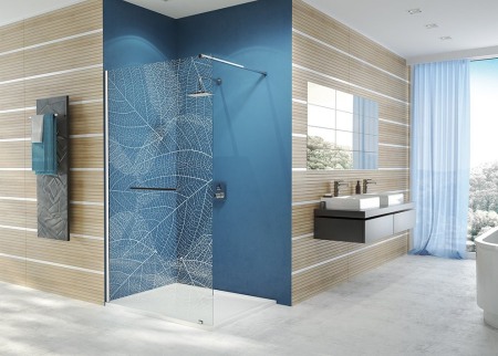 Paravan de dus - Paravan de dus tip Walk-in 90x200 cm profil crom cu model